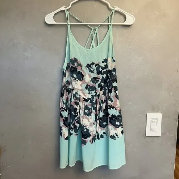 Free People Intimately Floral Strappy Trapeze Mini Dress Mint Green Small Petite - Picture 6 of 11